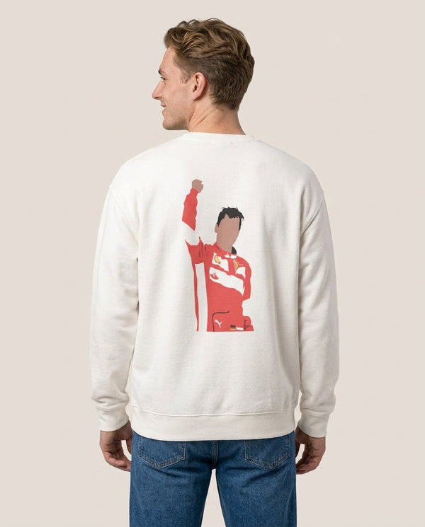 Vettel - F1 Sweatshirt — White Back, worn