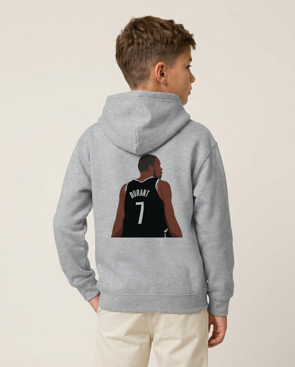 Durant - Basketball Kids Hoodie — Grey Back, worn