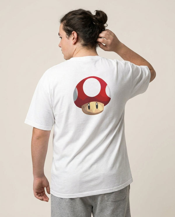 Toad - Mario T-Shirt — White Back, worn