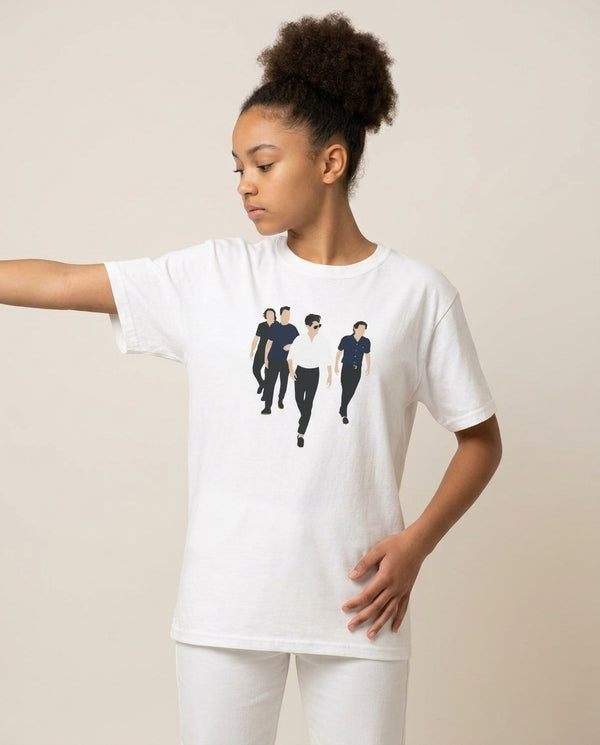 Walking T-Shirt — White Front, worn