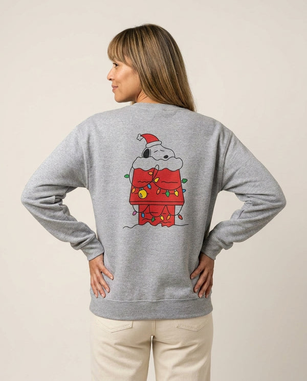 Christmas Cartoon Beagle Sweatshirt Grey Back, worn
