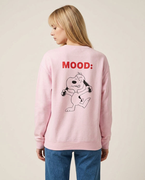 Mood Cartoon Beagle  Sweatshirt — Pink Back, worn