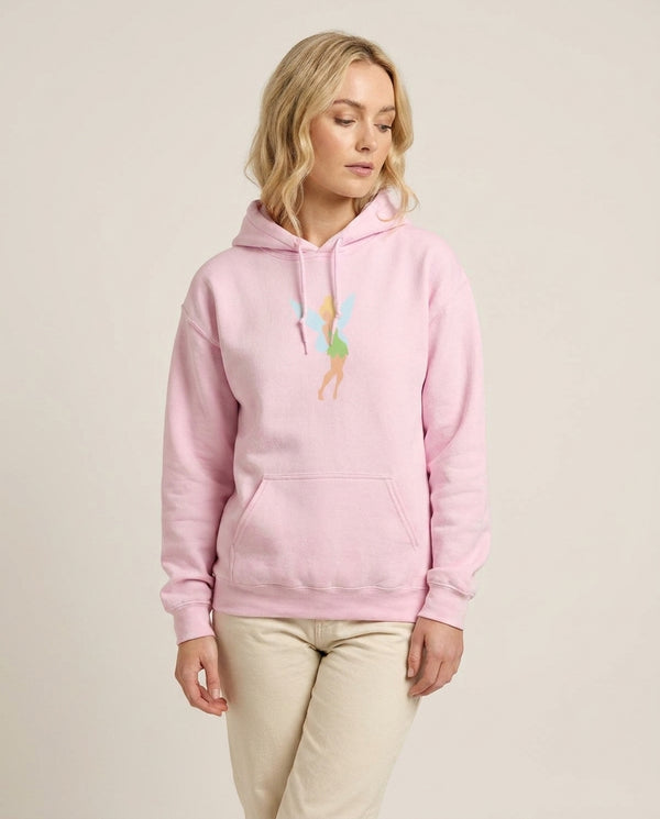 Tinker Fairy Hoodie — Pink Front, worn