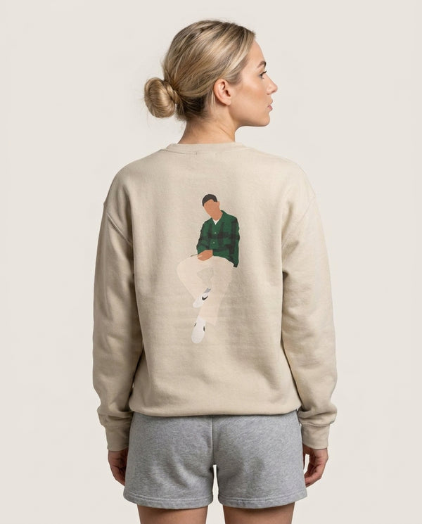Green LoyleSweatshirt — Sand Back, worn