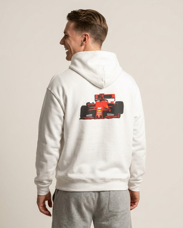 F1 Car  Hoodie — White Back, worn