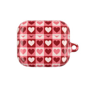 Pink Tartan Love Hearts Pattern AirPods Case 3