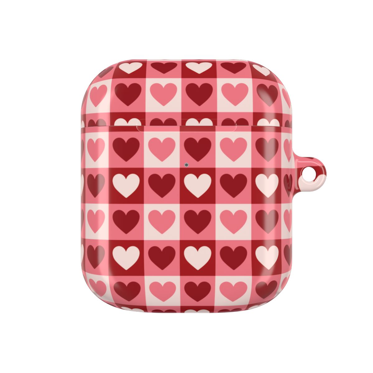 Pink Tartan Love Hearts Pattern AirPods Case