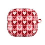 Pink Tartan Love Hearts Pattern AirPods Case 4