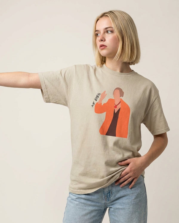 My Eyes T-Shirt — Sand Front, worn