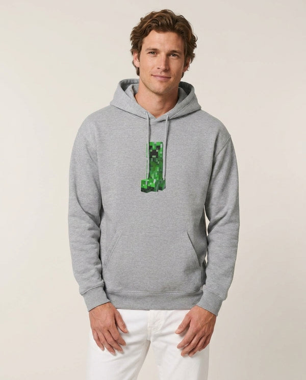 Mining Creeper Hoodie — Grey Front, worn