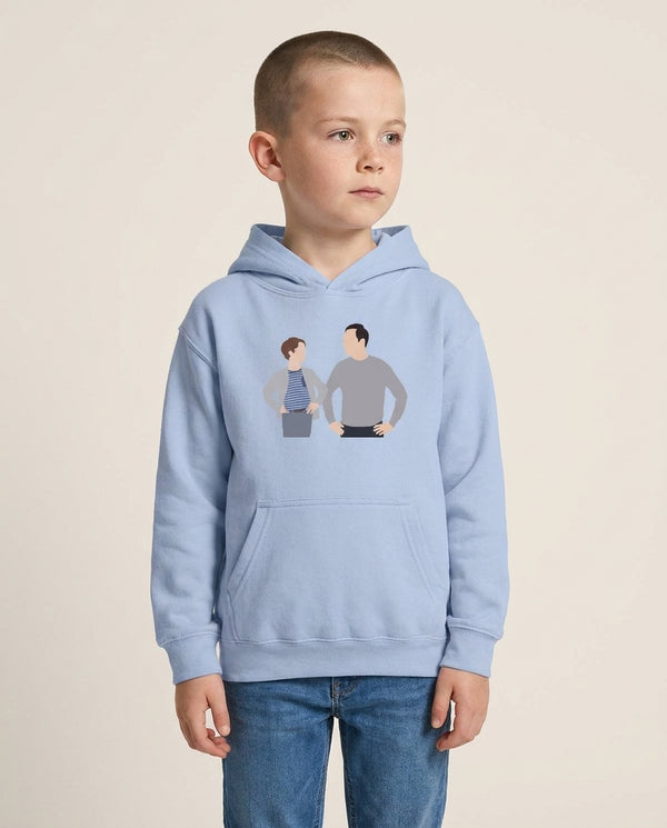 Big And Little Sheldon - Sheldon Kids Hoodie — Blue Front, worn