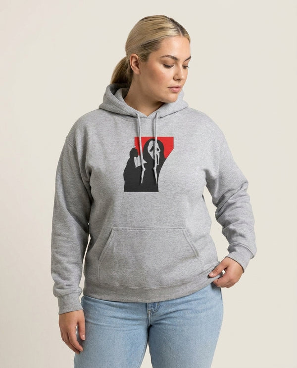 Ghostface 7 Hoodie — Grey Front, worn