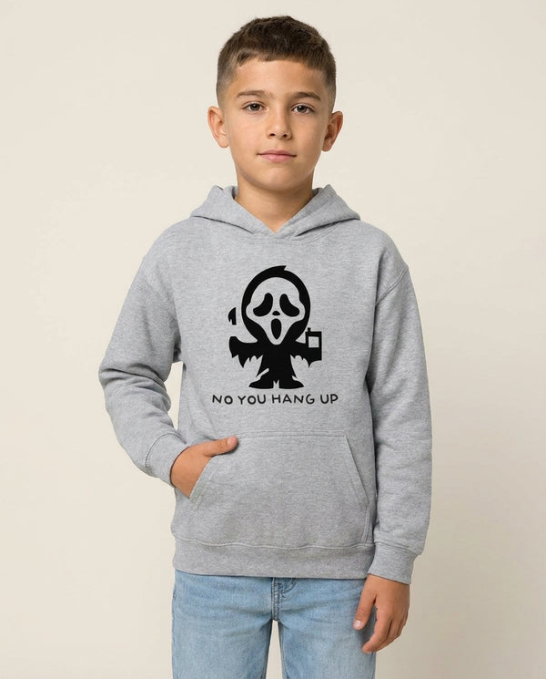 Baby Ghostface - Scream Kids Hoodie — Grey Front, worn