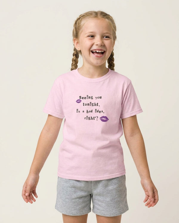 Seeing You Tonight - Olivia Kids T-Shirt — Pink Front, worn