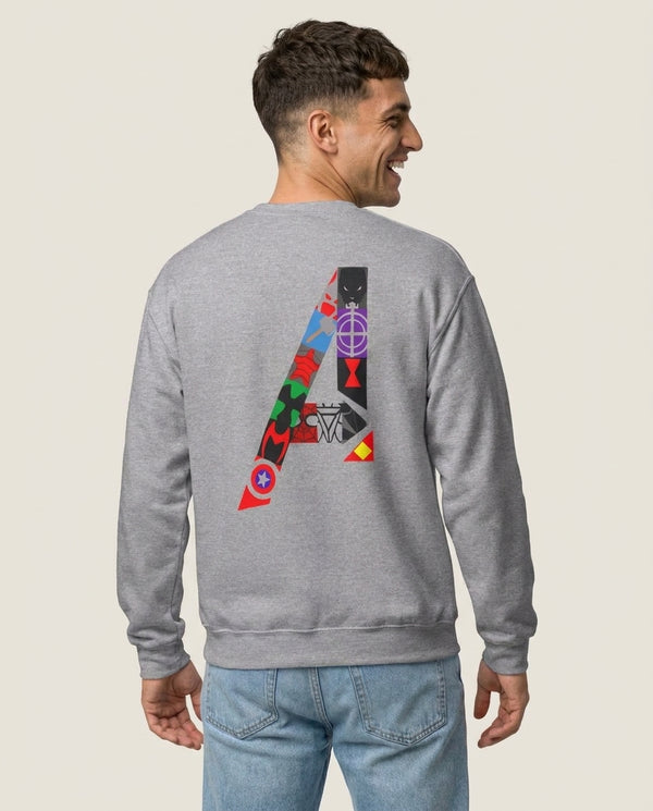 Avengers Logo - Marvel Sweatshirt — Grey Back, worn