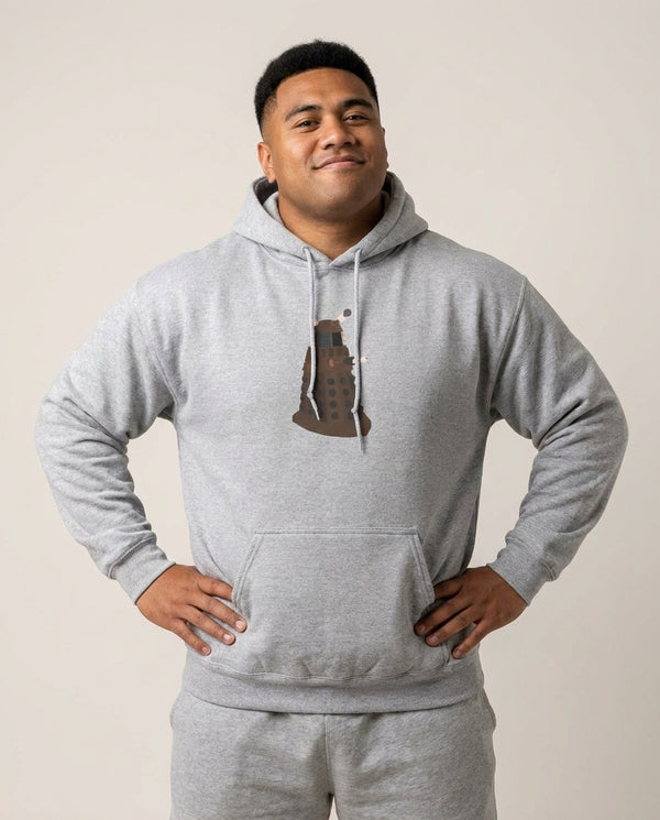 Dalek Hoodie — Grey Front, worn