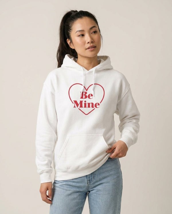 Be Mine Stripey Hoodie — White Front, worn