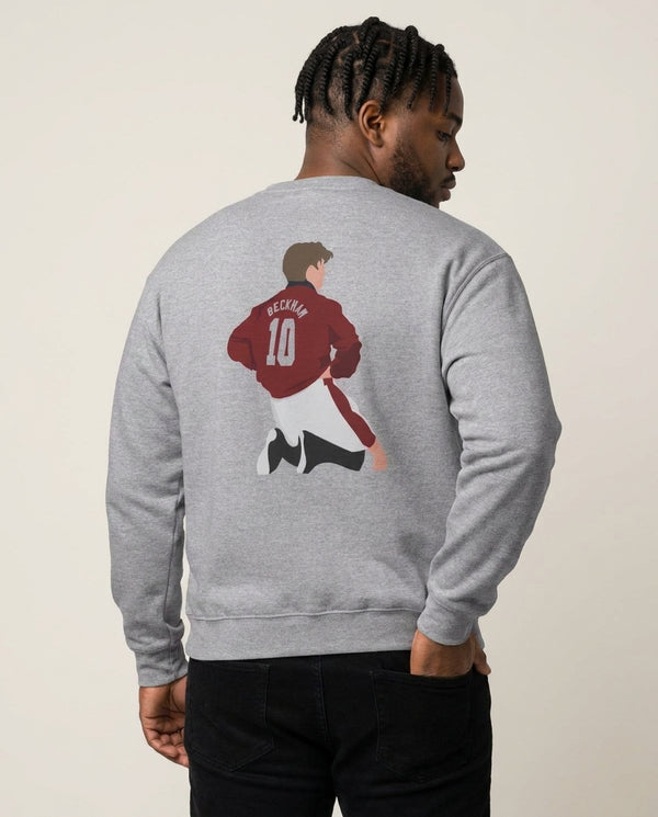 Beckham Sweatshirt — Grey Back, worn