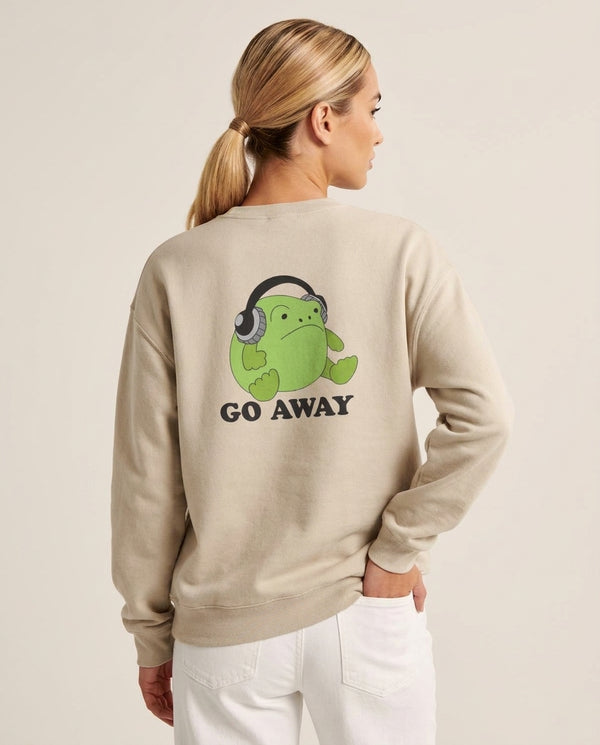 Go Away Grumpy Frog  Sweatshirt — Sand Back, worn