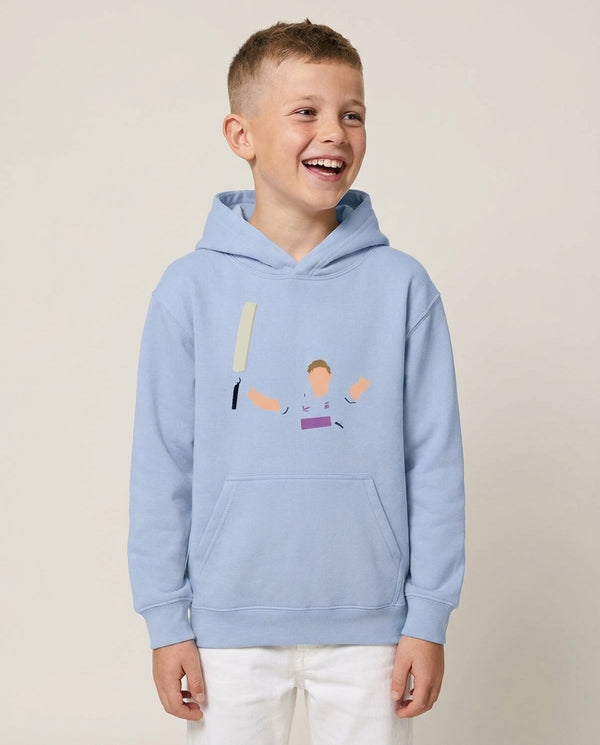 Root - Cricket Kids Hoodie — Blue Front, worn
