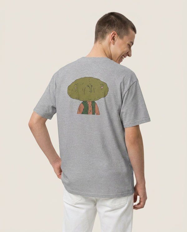 Nugget Man T-Shirt — Grey Back, worn