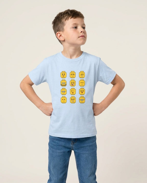 Characters - Bricks Kids T-Shirt — Blue Front, worn