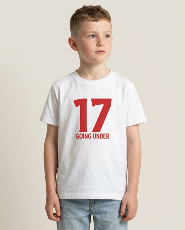 Seventeen Going Under - Fender Kids T-Shirt — White Front, worn