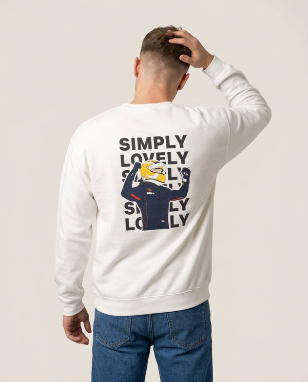 Max Simply Lovely Sweatshirt — White Back, worn