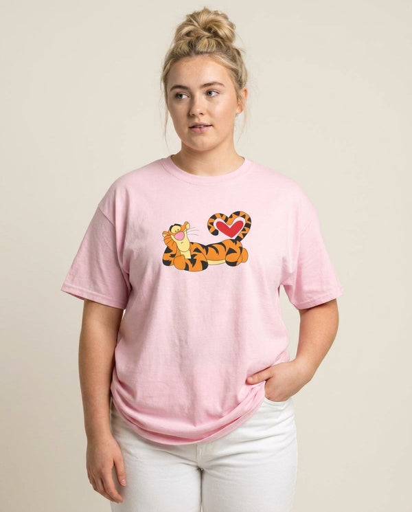 Tiger Valentine's T-Shirt — Pink Front, worn