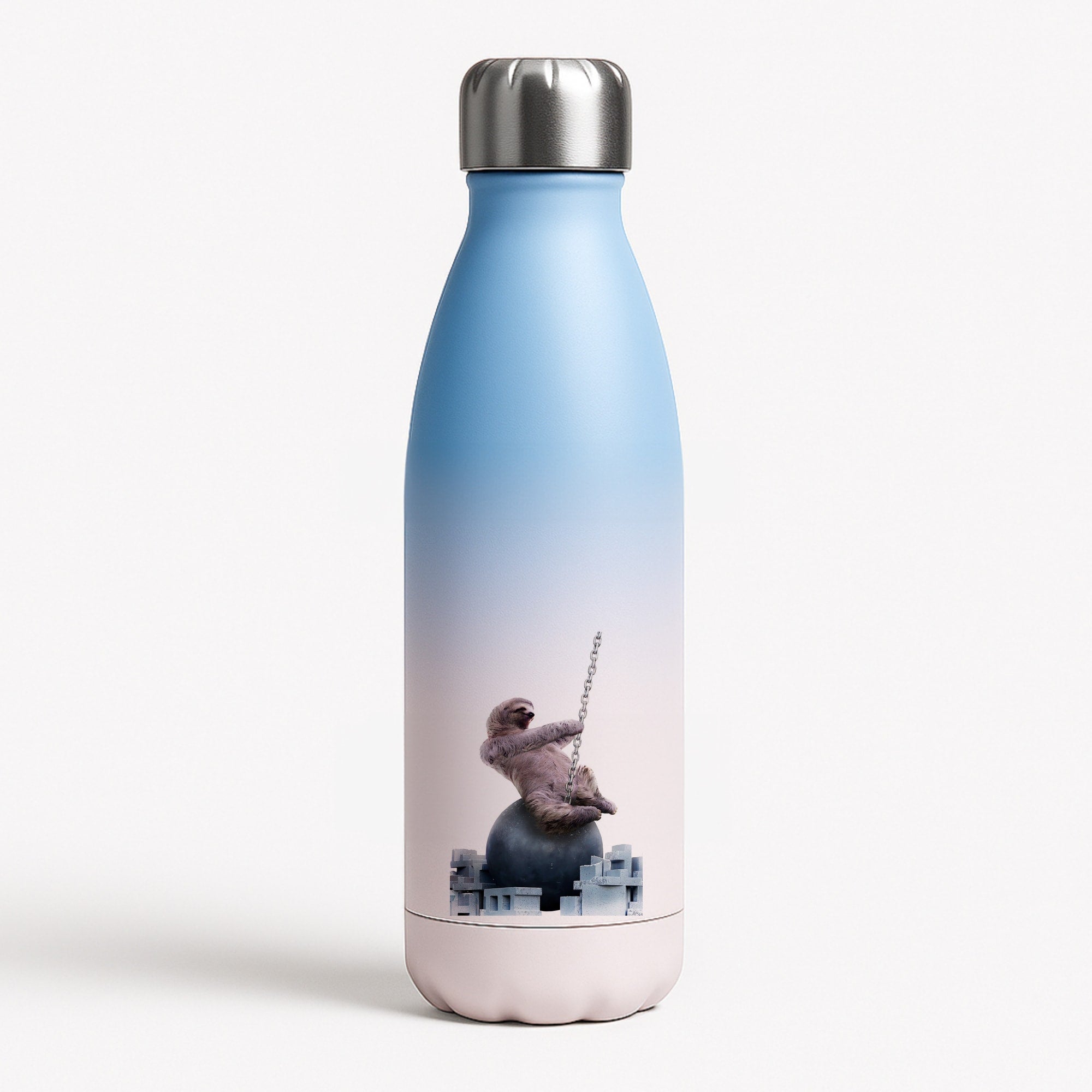 Wrecking Ball Sloth Blue Water Bottle