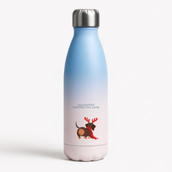 Dachshund Through The Snow - Christmas Blue Water Bottle