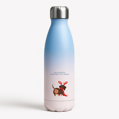 Dachshund Through The Snow - Christmas Blue Water Bottle