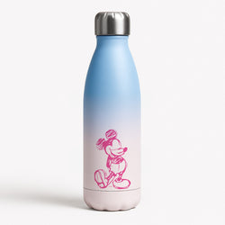 Sketched Mouse Outline Pink Blue Water Bottle