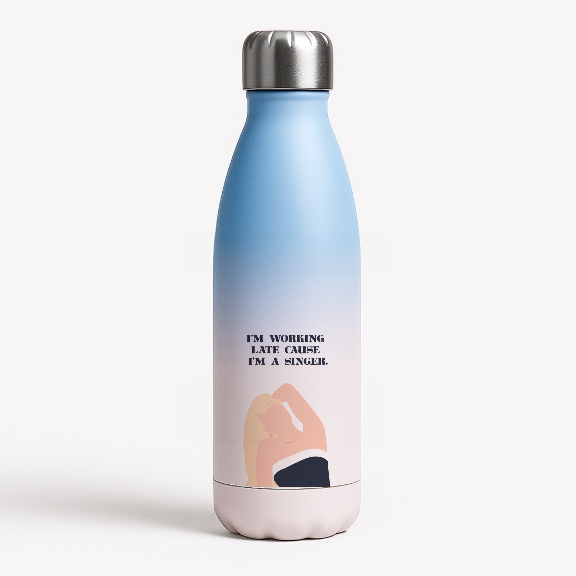 I'm Working Late Cause I'm A Singer Blue Water Bottle