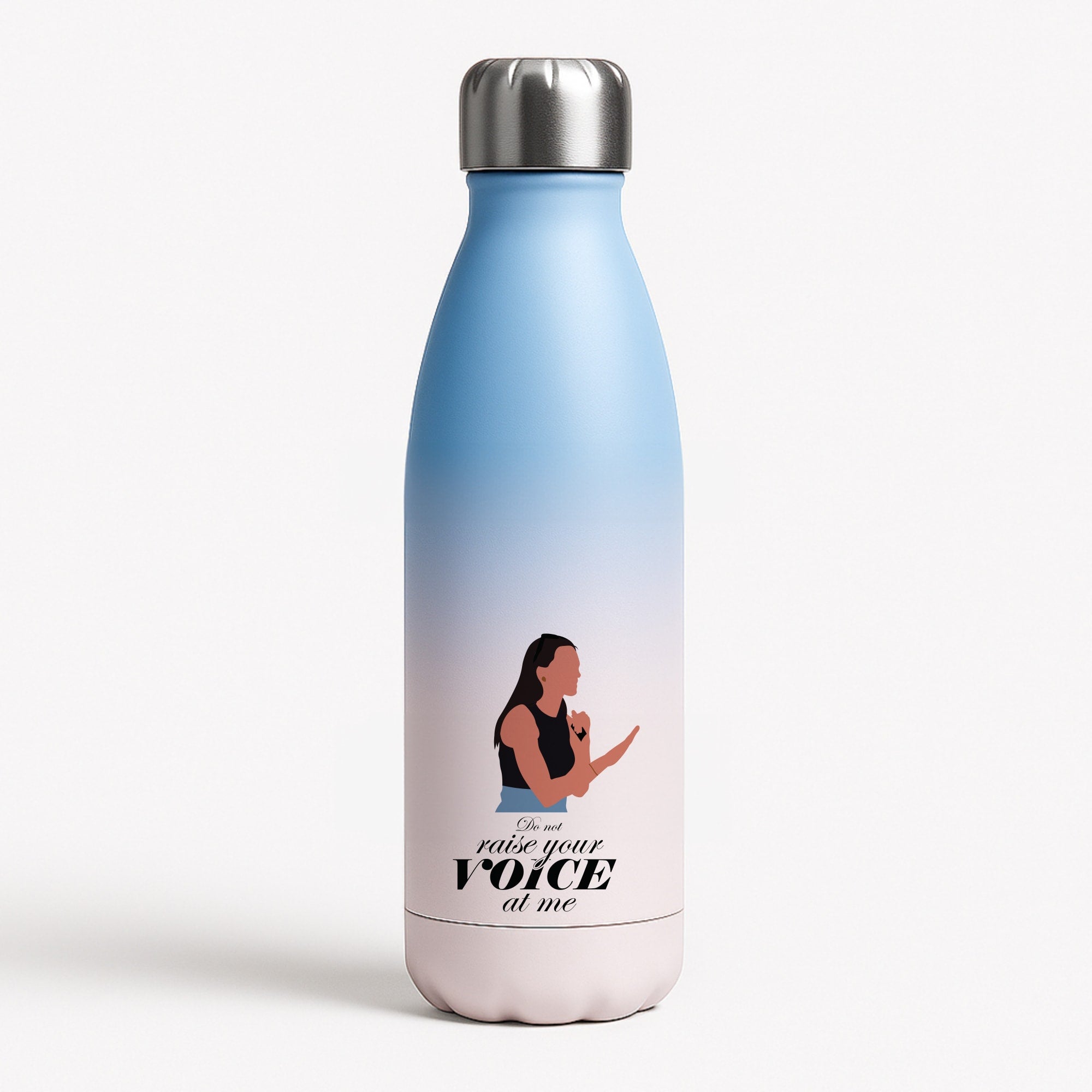 Don't Raise Your Voice At Me Blue Water Bottle