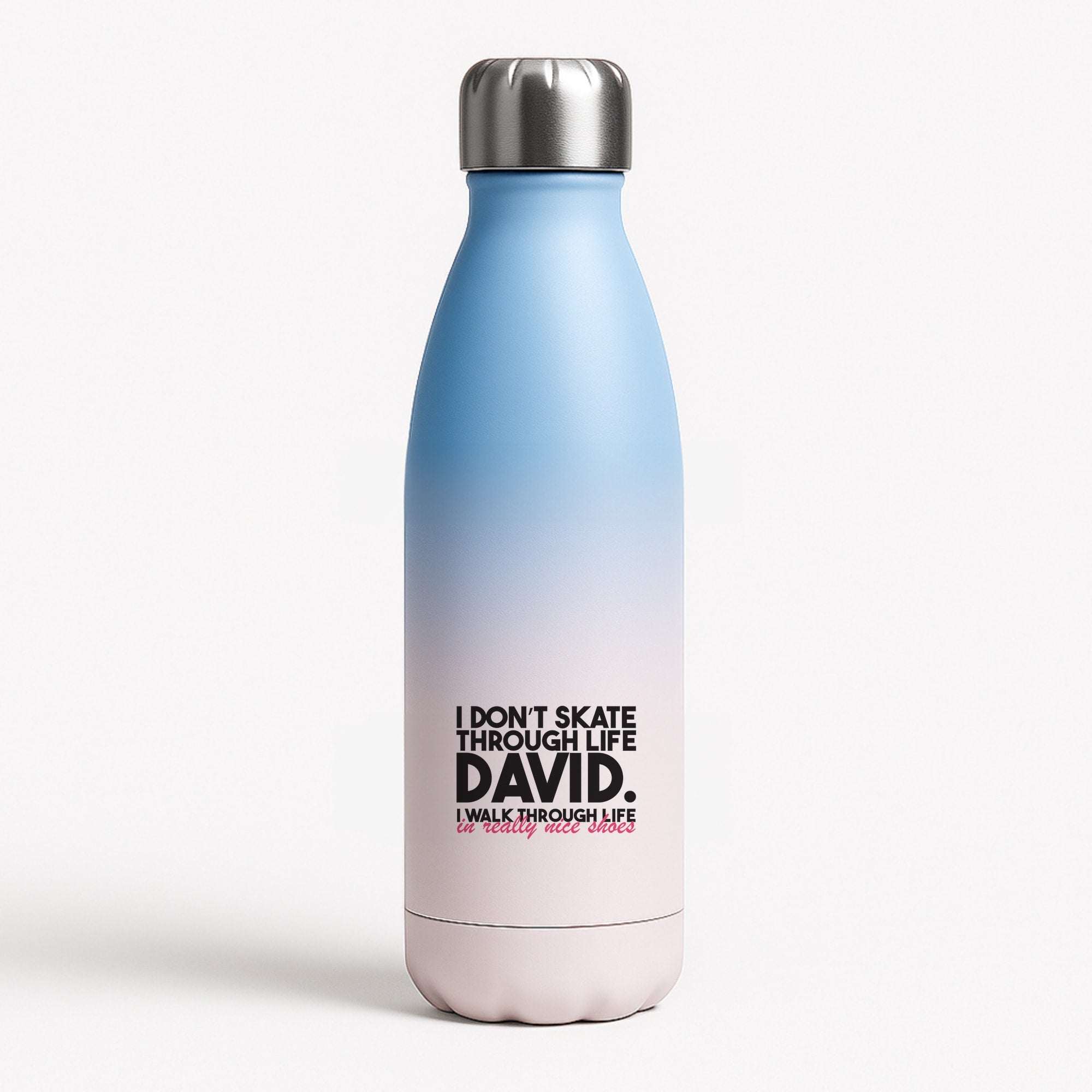 I Don't Skate Through Life David Blue Water Bottle