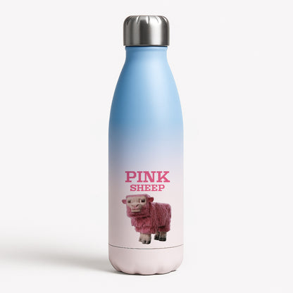 Pink Sheep Blue Water Bottle