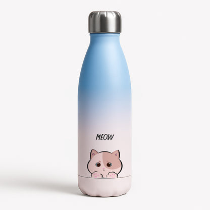 Pale Cat - Cats Blue Water Bottle