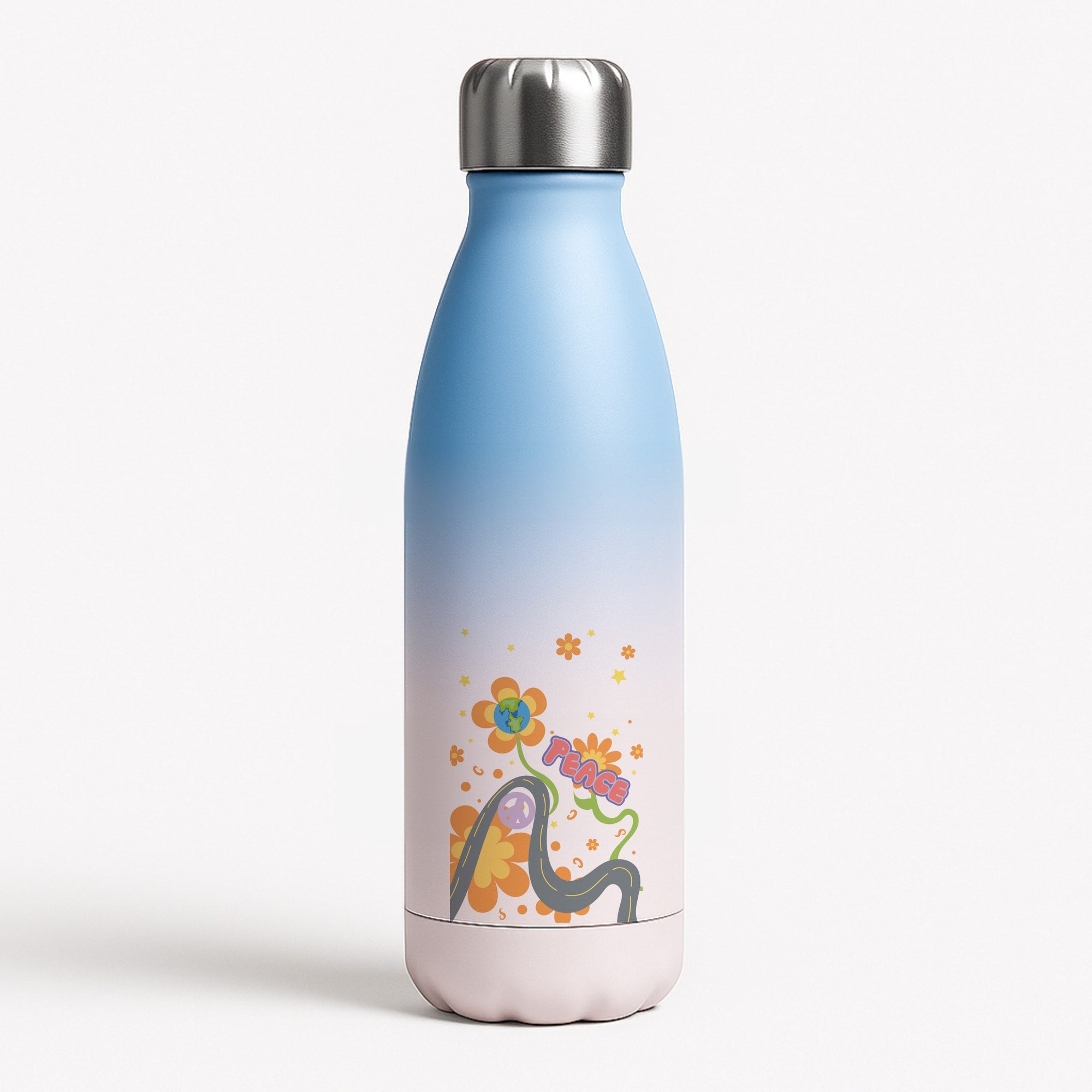 Peace - Cars Blue Water Bottle
