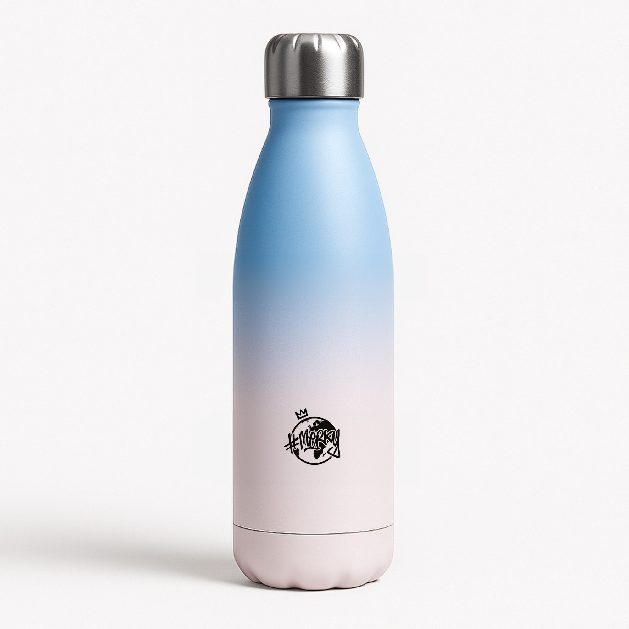 Hashtag Merky Globe Blue Water Bottle