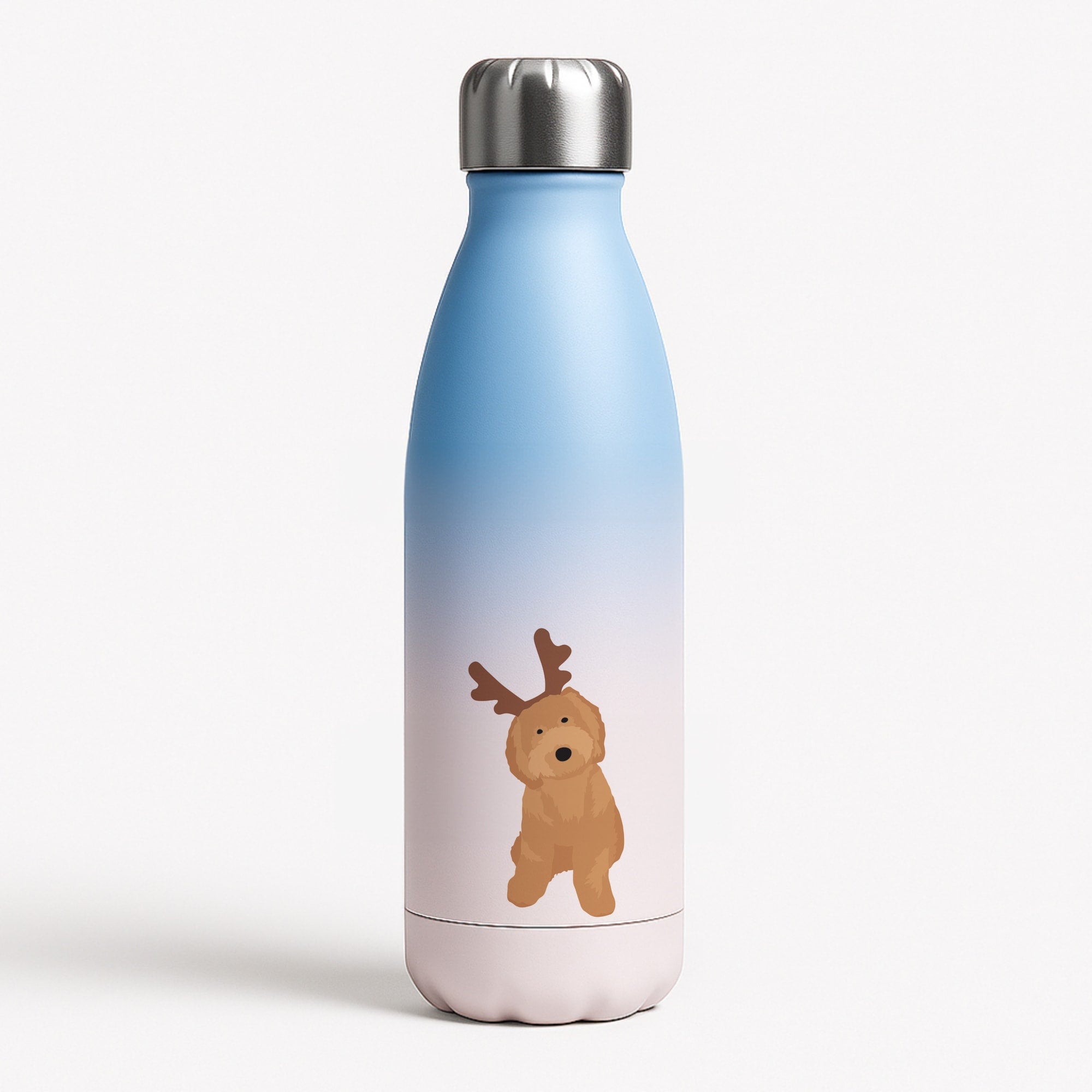 Dog Christmas Ears Blue Water Bottle