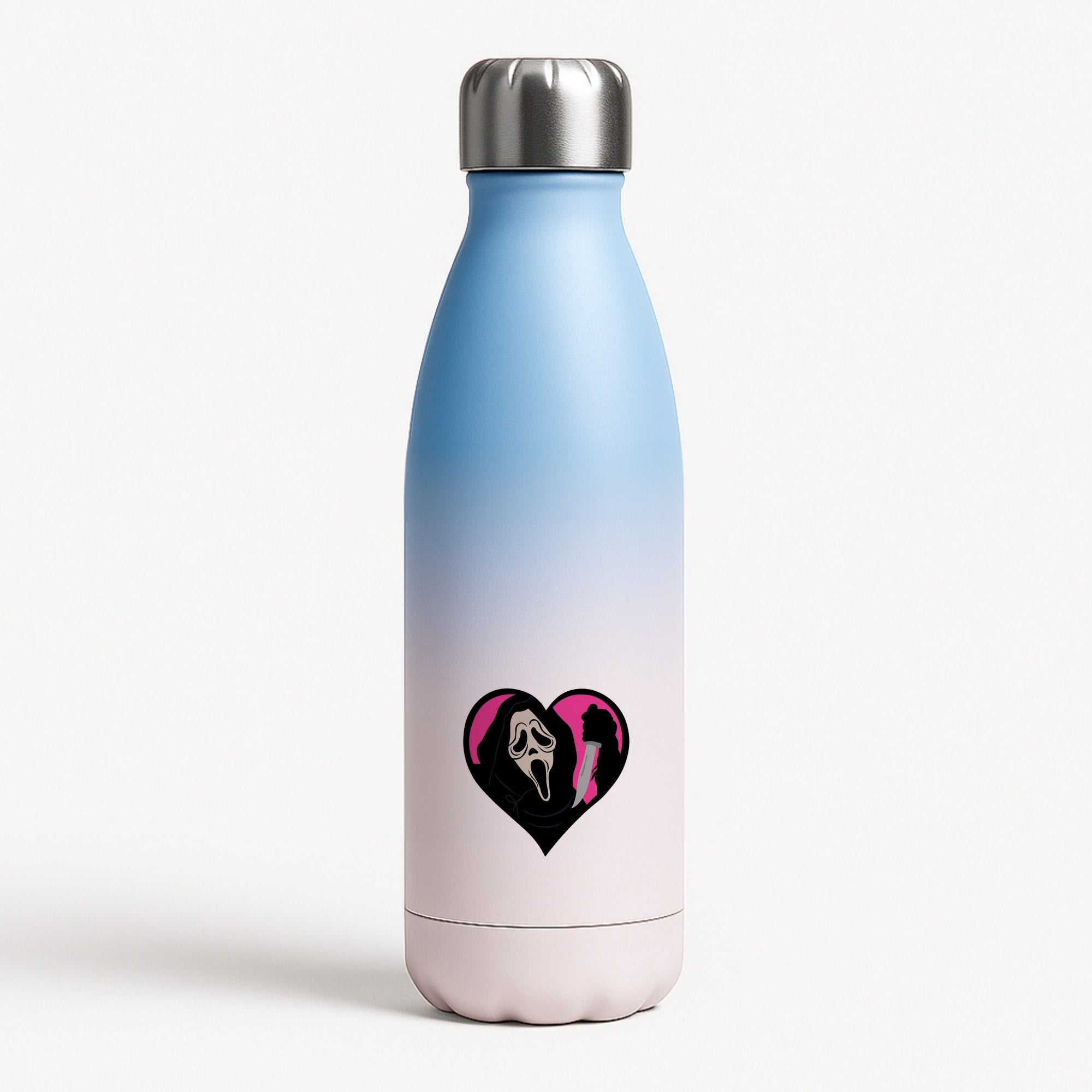 Heart face - Halloween Blue Water Bottle