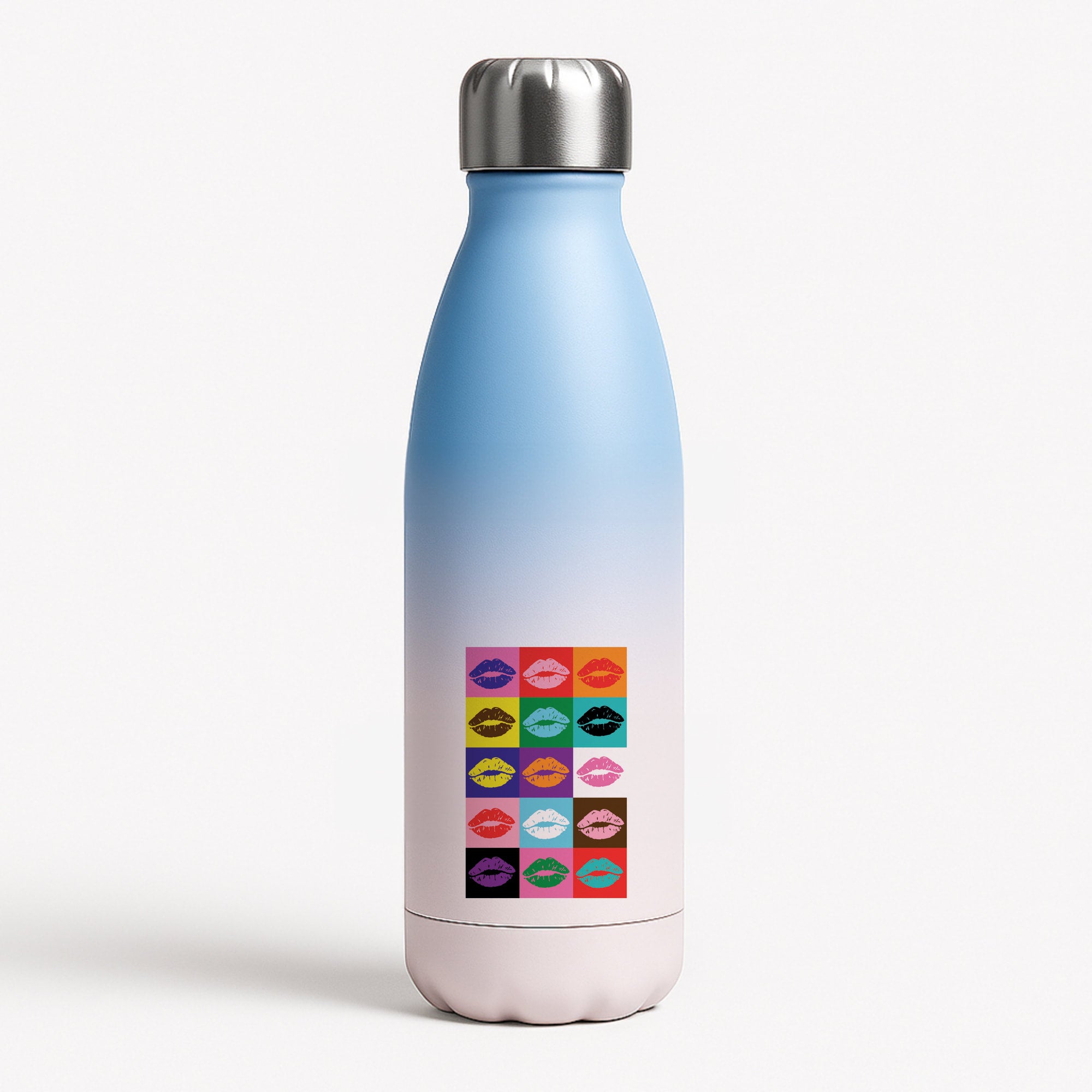 Lips Collage - Pride Blue Water Bottle