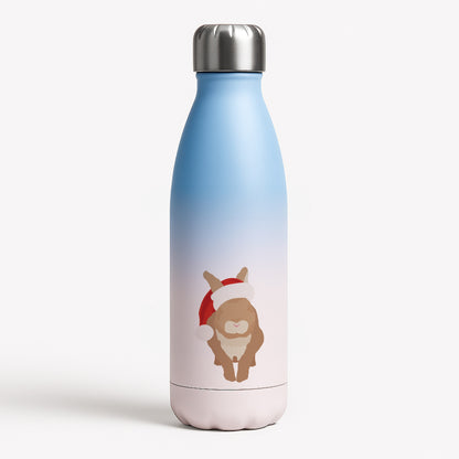 Rabbit Christmas Ears Blue Water Bottle
