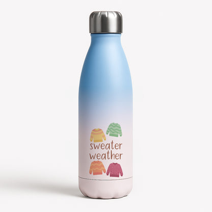 Sweater Weather - Autumn Blue Water Bottle