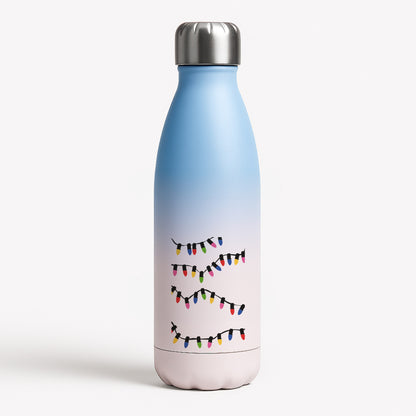 Pink Lights - Christmas Patterns Blue Water Bottle