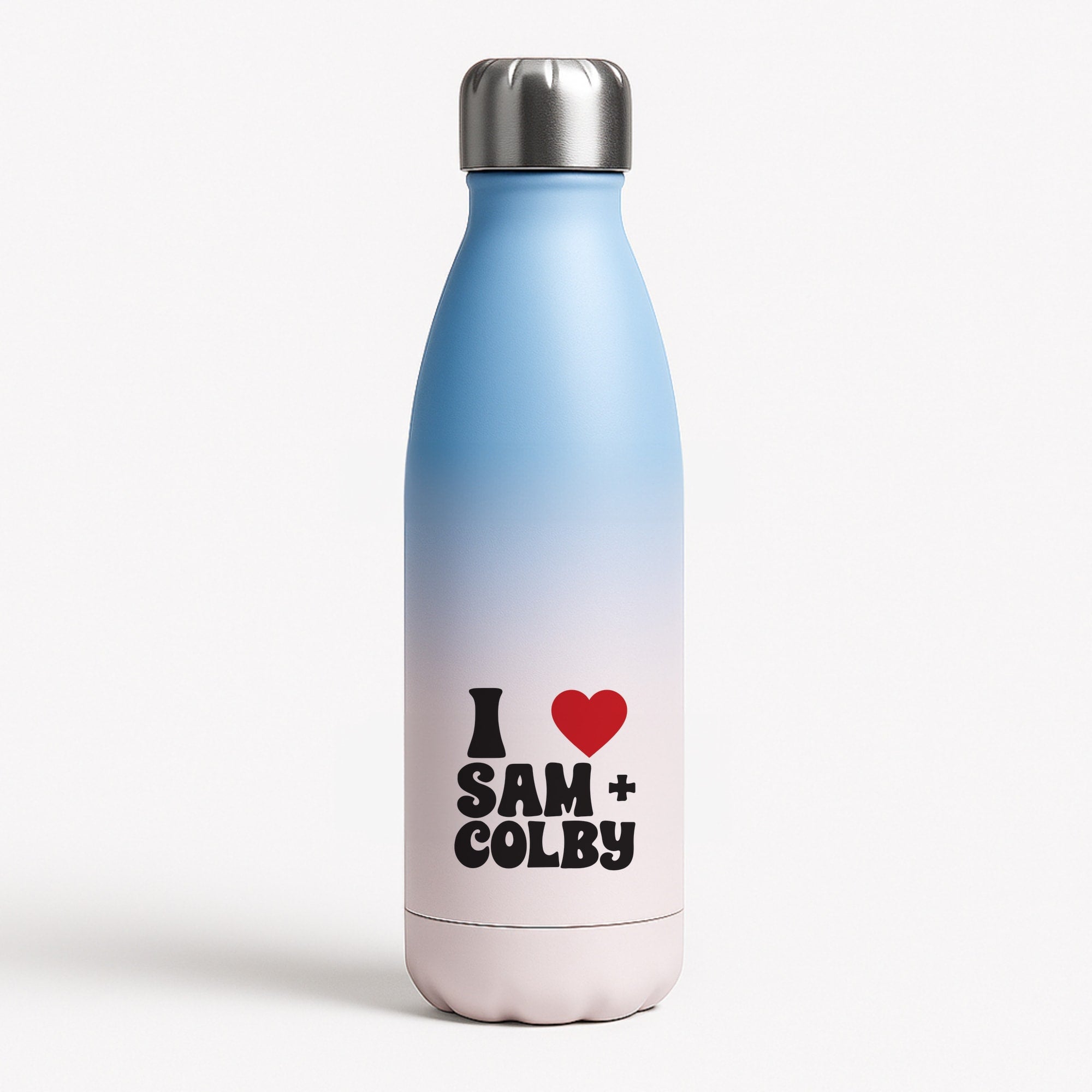 I Love S & C Blue Water Bottle