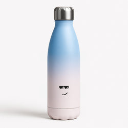 Yellow Face Shades Blue Water Bottle