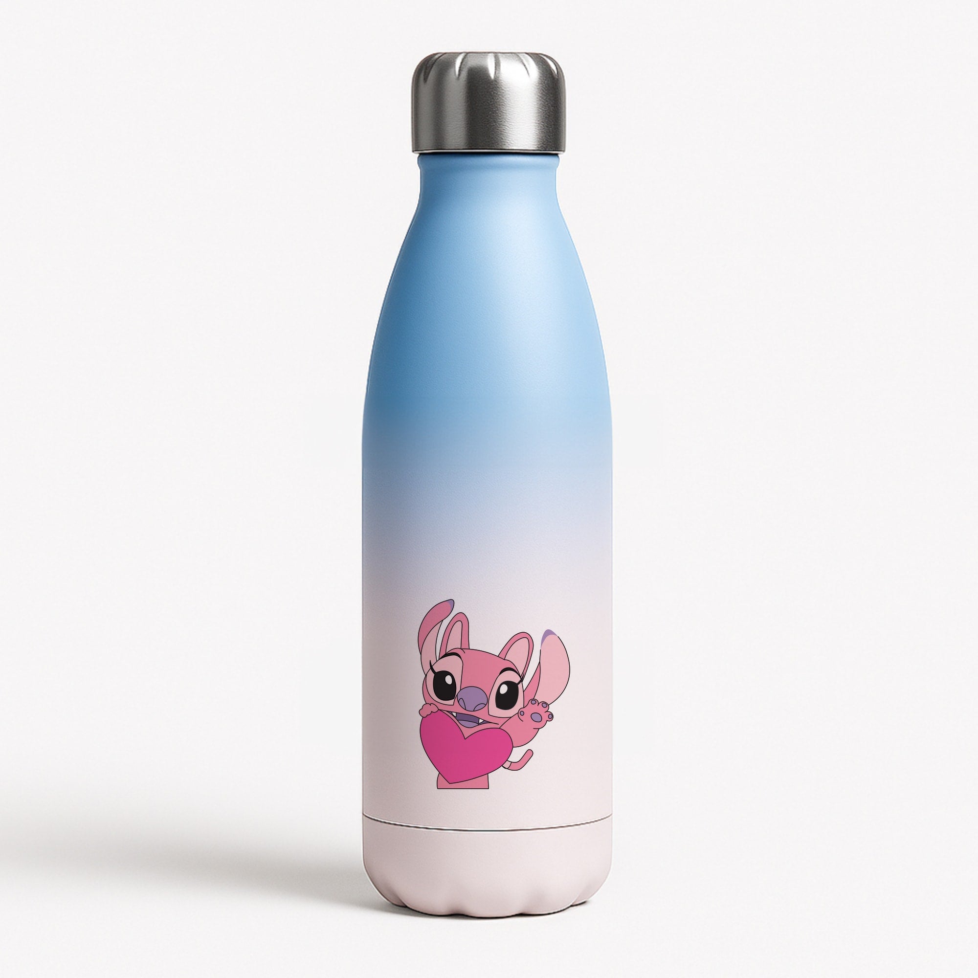 Holding Heart - Pink Alien Blue Water Bottle