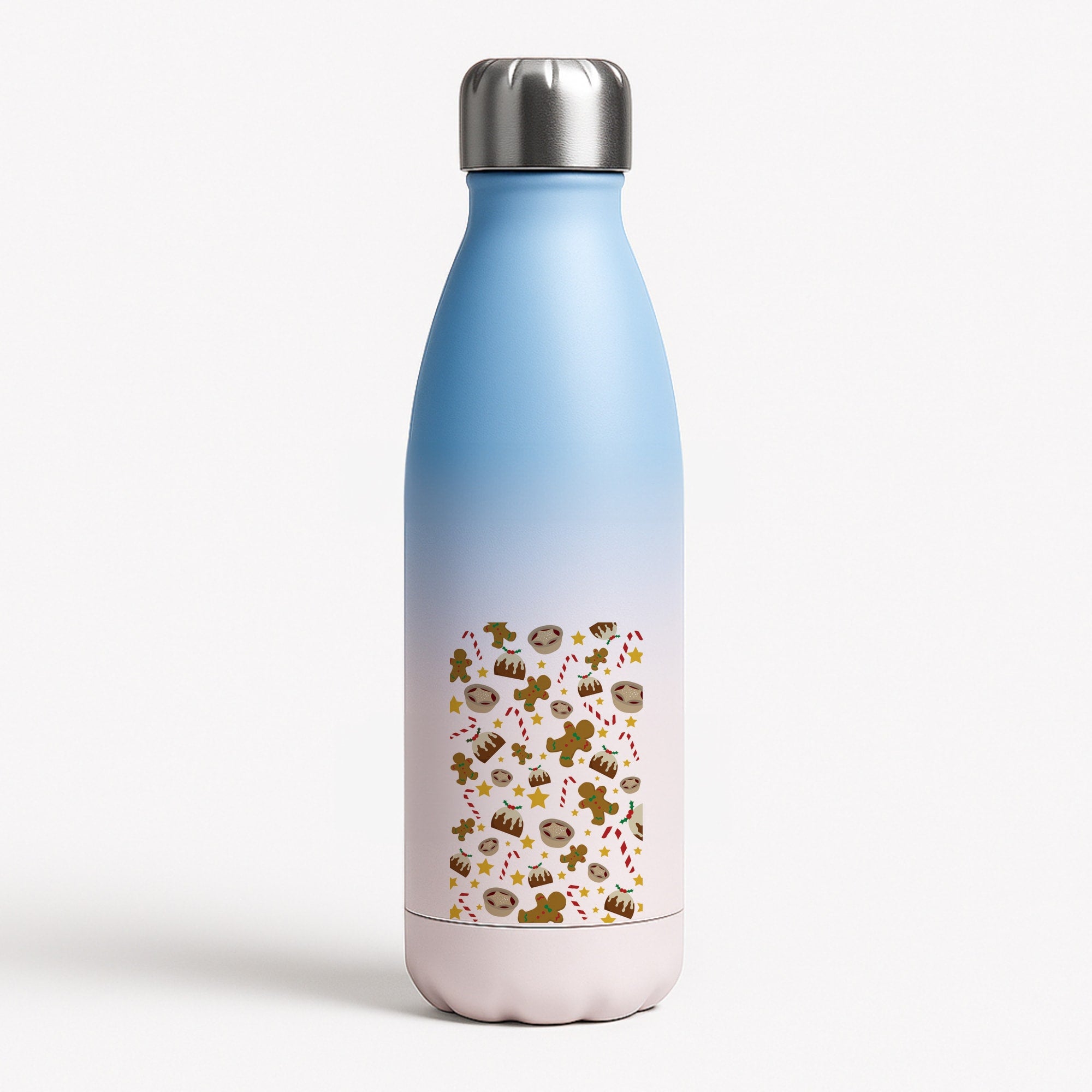 Festive - Christmas Patterns Blue Water Bottle
